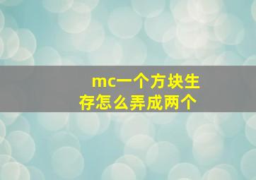 mc一个方块生存怎么弄成两个