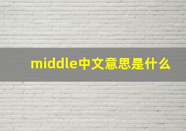 middle中文意思是什么