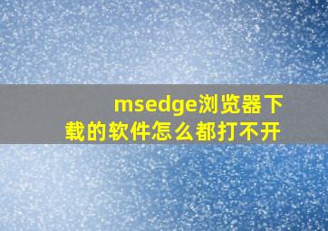 msedge浏览器下载的软件怎么都打不开