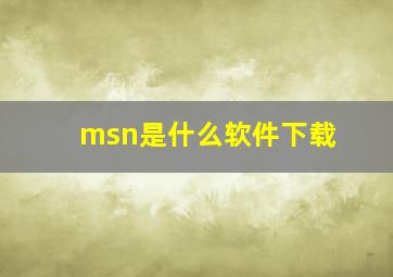 msn是什么软件下载