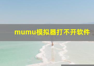 mumu模拟器打不开软件