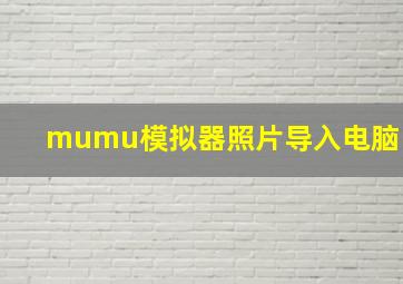 mumu模拟器照片导入电脑