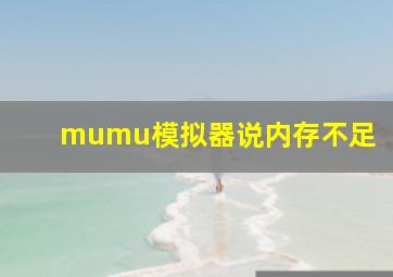 mumu模拟器说内存不足