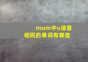 mum中u读音相同的单词有哪些