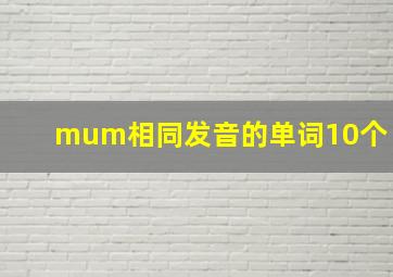 mum相同发音的单词10个