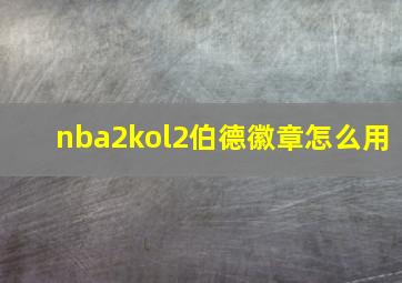 nba2kol2伯德徽章怎么用