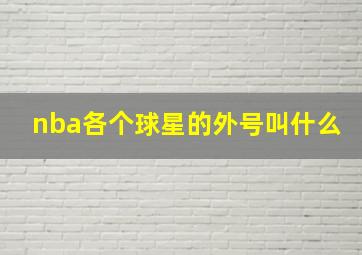 nba各个球星的外号叫什么