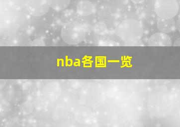 nba各国一览