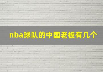 nba球队的中国老板有几个