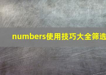 numbers使用技巧大全筛选