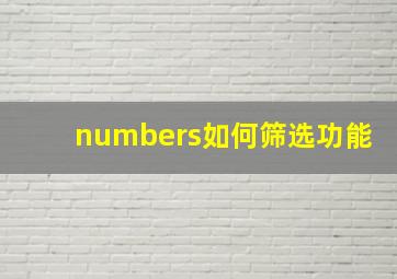 numbers如何筛选功能