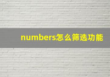 numbers怎么筛选功能