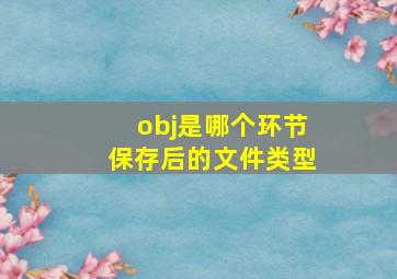 obj是哪个环节保存后的文件类型