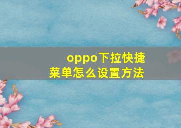 oppo下拉快捷菜单怎么设置方法