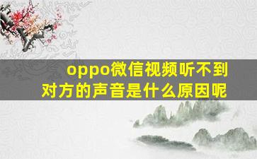 oppo微信视频听不到对方的声音是什么原因呢