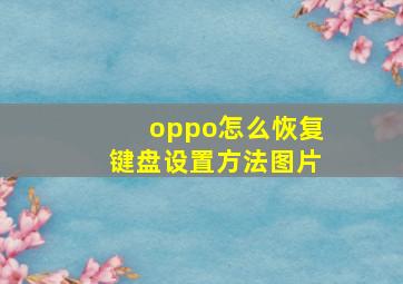 oppo怎么恢复键盘设置方法图片