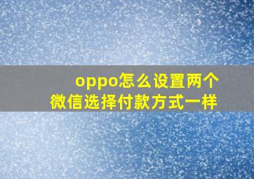 oppo怎么设置两个微信选择付款方式一样