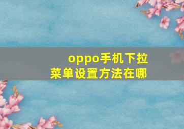 oppo手机下拉菜单设置方法在哪