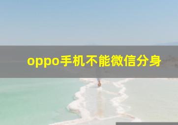 oppo手机不能微信分身