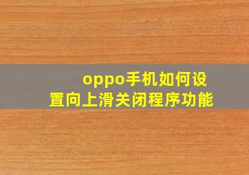 oppo手机如何设置向上滑关闭程序功能