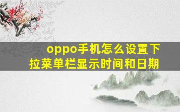 oppo手机怎么设置下拉菜单栏显示时间和日期