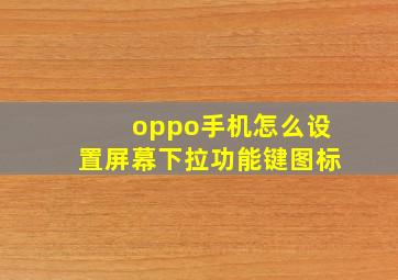 oppo手机怎么设置屏幕下拉功能键图标