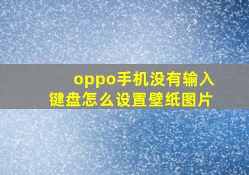 oppo手机没有输入键盘怎么设置壁纸图片