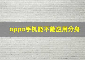 oppo手机能不能应用分身