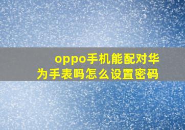 oppo手机能配对华为手表吗怎么设置密码