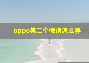 oppo第二个微信怎么弄