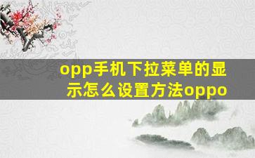 opp手机下拉菜单的显示怎么设置方法oppo