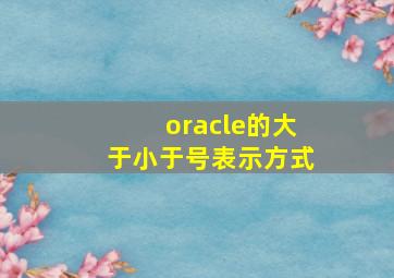 oracle的大于小于号表示方式