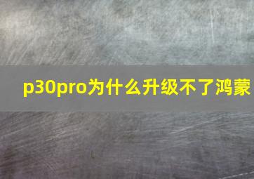 p30pro为什么升级不了鸿蒙