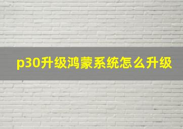 p30升级鸿蒙系统怎么升级