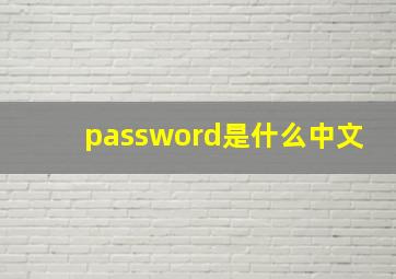 password是什么中文