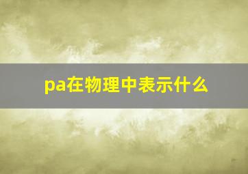 pa在物理中表示什么