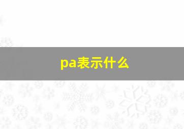 pa表示什么