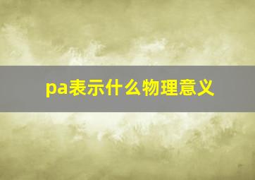 pa表示什么物理意义