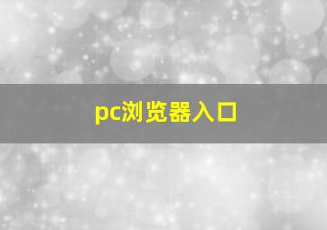 pc浏览器入口