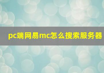 pc端网易mc怎么搜索服务器