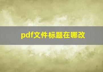 pdf文件标题在哪改