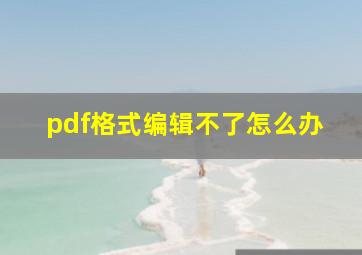 pdf格式编辑不了怎么办