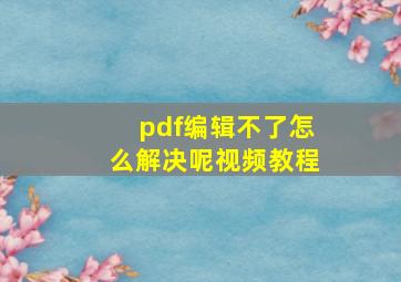 pdf编辑不了怎么解决呢视频教程