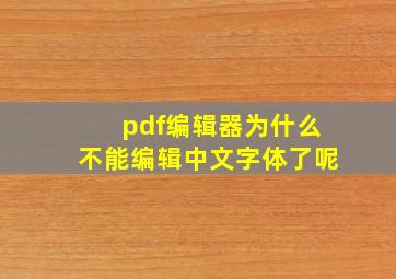 pdf编辑器为什么不能编辑中文字体了呢