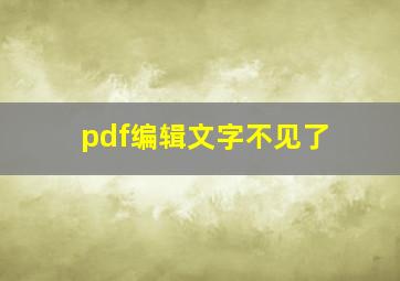 pdf编辑文字不见了