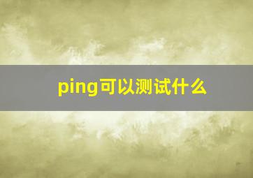 ping可以测试什么