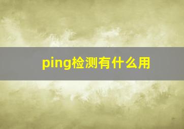 ping检测有什么用