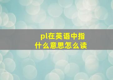 pl在英语中指什么意思怎么读