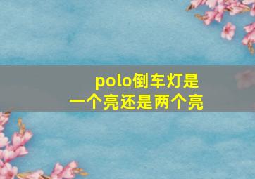 polo倒车灯是一个亮还是两个亮