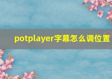 potplayer字幕怎么调位置